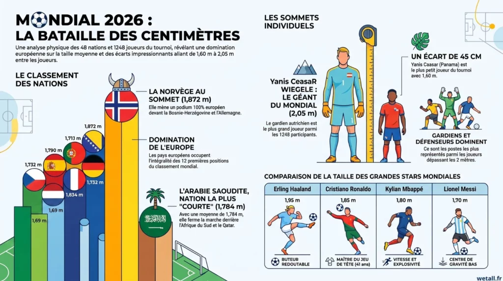 ¿Quiénes son los jugadores más altos del Mundial de fútbol 2026?